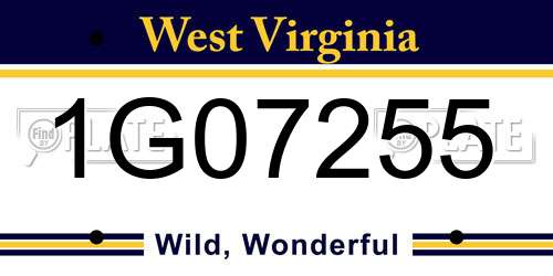 1G07255 West Virginia License Plate
