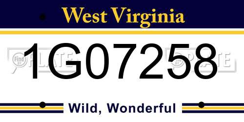 1G07258 West Virginia License Plate