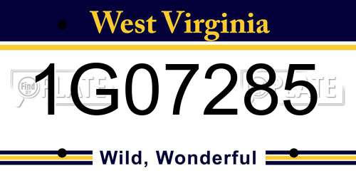 1G07285 West Virginia License Plate