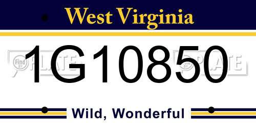 1G10850 West Virginia License Plate
