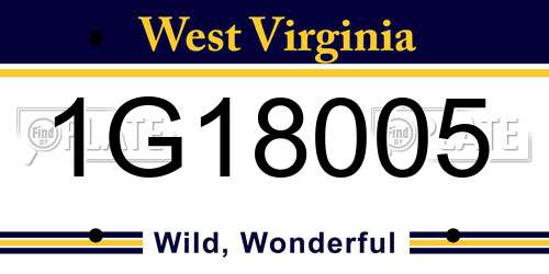 1G18005 West Virginia License Plate
