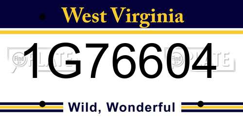 1G76604 West Virginia License Plate