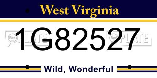 1G82527 West Virginia License Plate