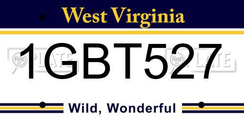 1GBT527 West Virginia License Plate