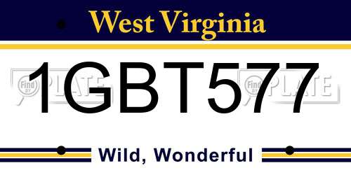 1GBT577 West Virginia License Plate