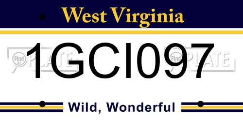 1GCI097 West Virginia License Plate