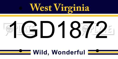 1GD1872 West Virginia License Plate