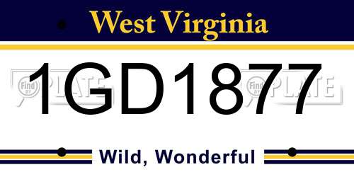 1GD1877 West Virginia License Plate