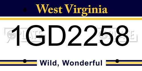 1GD2258 West Virginia License Plate