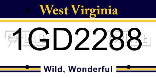 1GD2288 West Virginia License Plate