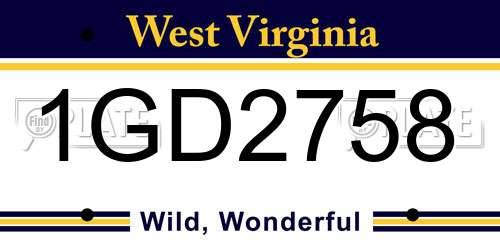 1GD2758 West Virginia License Plate
