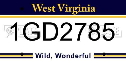 1GD2785 West Virginia License Plate