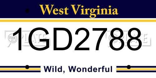 1GD2788 West Virginia License Plate