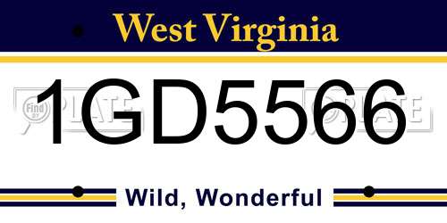 1GD5566 West Virginia License Plate