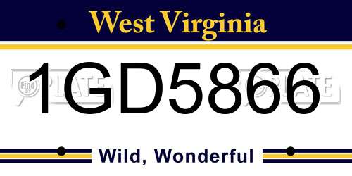 1GD5866 West Virginia License Plate