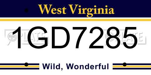 1GD7285 West Virginia License Plate