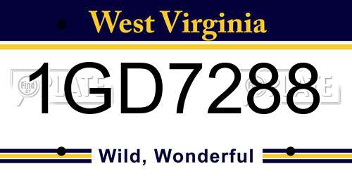 1GD7288 West Virginia License Plate