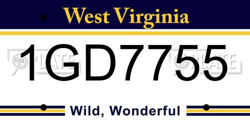 1GD7755 West Virginia License Plate