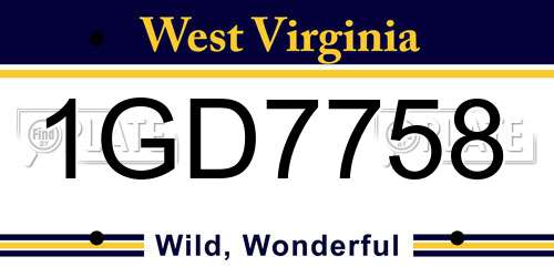 1GD7758 West Virginia License Plate