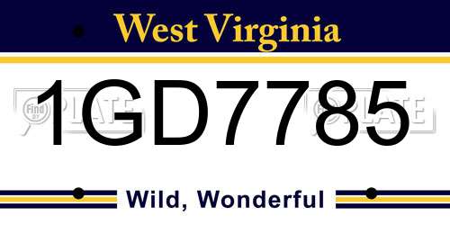 1GD7785 West Virginia License Plate