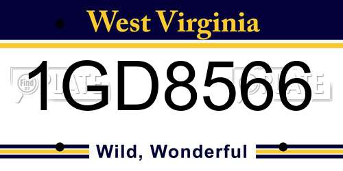 1GD8566 West Virginia License Plate