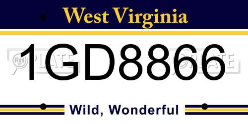 1GD8866 West Virginia License Plate