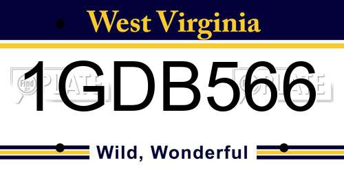 1GDB566 West Virginia License Plate