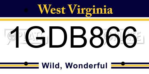 1GDB866 West Virginia License Plate
