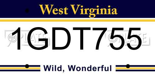 1GDT755 West Virginia License Plate