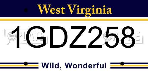 1GDZ258 West Virginia License Plate