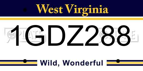 1GDZ288 West Virginia License Plate