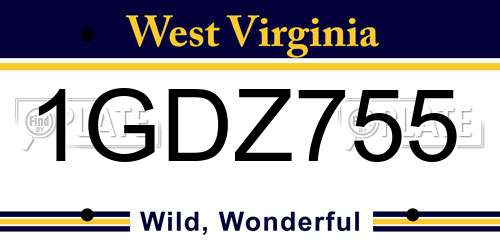 1GDZ755 West Virginia License Plate