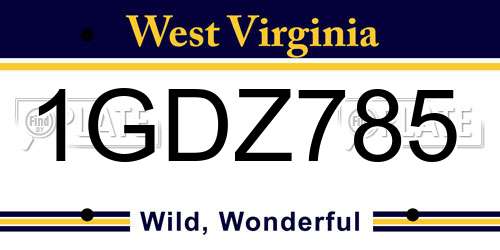 1GDZ785 West Virginia License Plate