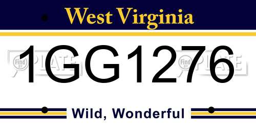 1GG1276 West Virginia License Plate