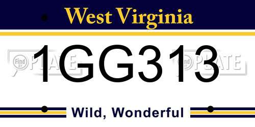 1GG313 West Virginia License Plate
