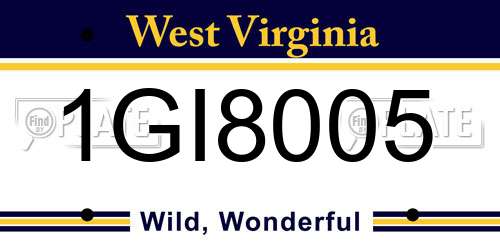 1GI8005 West Virginia License Plate