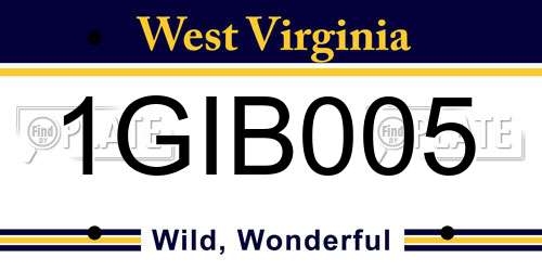 1GIB005 West Virginia License Plate