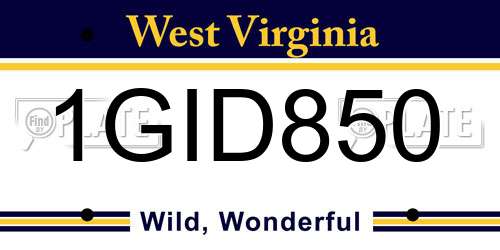 1GID850 West Virginia License Plate