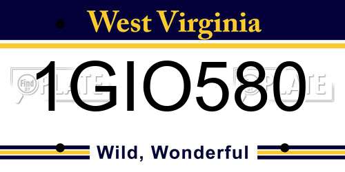1GIO580 West Virginia License Plate