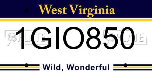 1GIO850 West Virginia License Plate