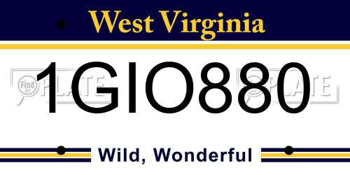 1GIO880 West Virginia License Plate