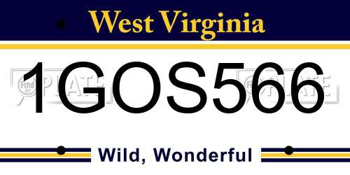1GOS566 West Virginia License Plate