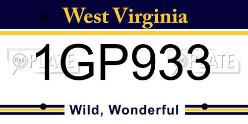 1GP933 West Virginia License Plate