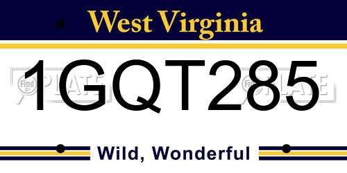 1GQT285 West Virginia License Plate