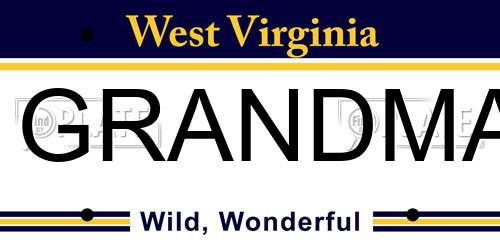 1GRANDMA West Virginia License Plate