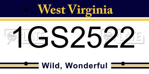1GS2522 West Virginia License Plate