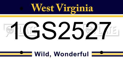 1GS2527 West Virginia License Plate