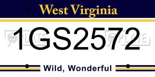 1GS2572 West Virginia License Plate