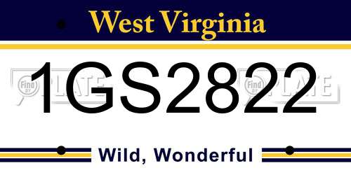 1GS2822 West Virginia License Plate