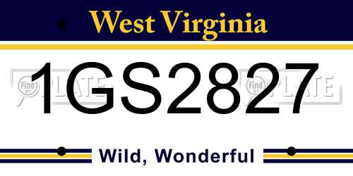 1GS2827 West Virginia License Plate